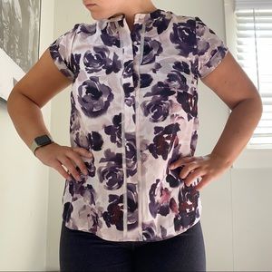 Simply Vera Wang floral button blouse Small purple